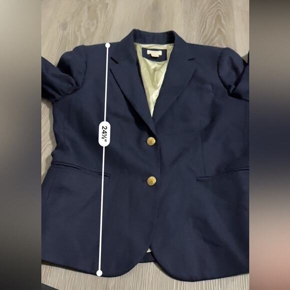 J. Crew Factory Wool Blend Navy Blue Long Sleeve Button Blazer Size 10 - Picture 10 of 10